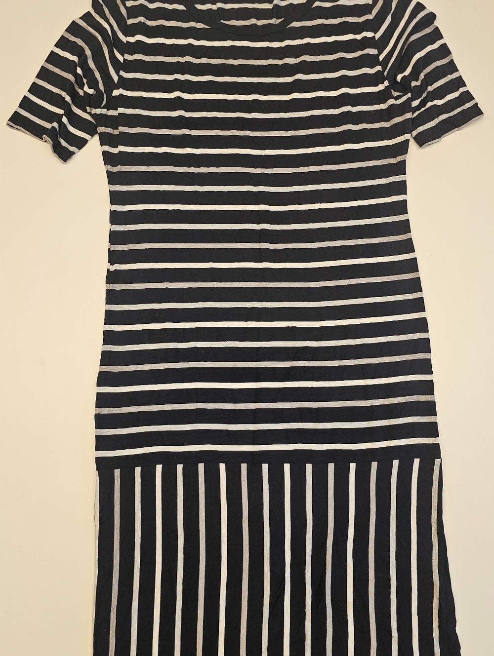 NWT | S | LuLaRoe | Black White Striped Midi Dress Casual T Shirt Dress